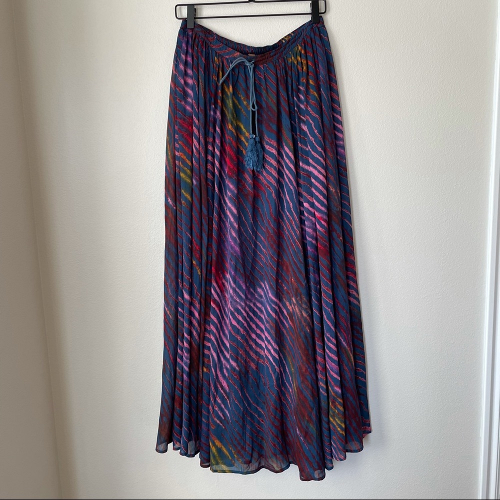 Free People Multicolor Striped Maxi Skirt - Navy, Pink, Purple